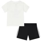 White & Black Logo Shorts Set, 1, hi-res