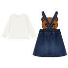 Younger Girls Ivory & Blue Denim Teddy Bear Skirt Set, 2, hi-res