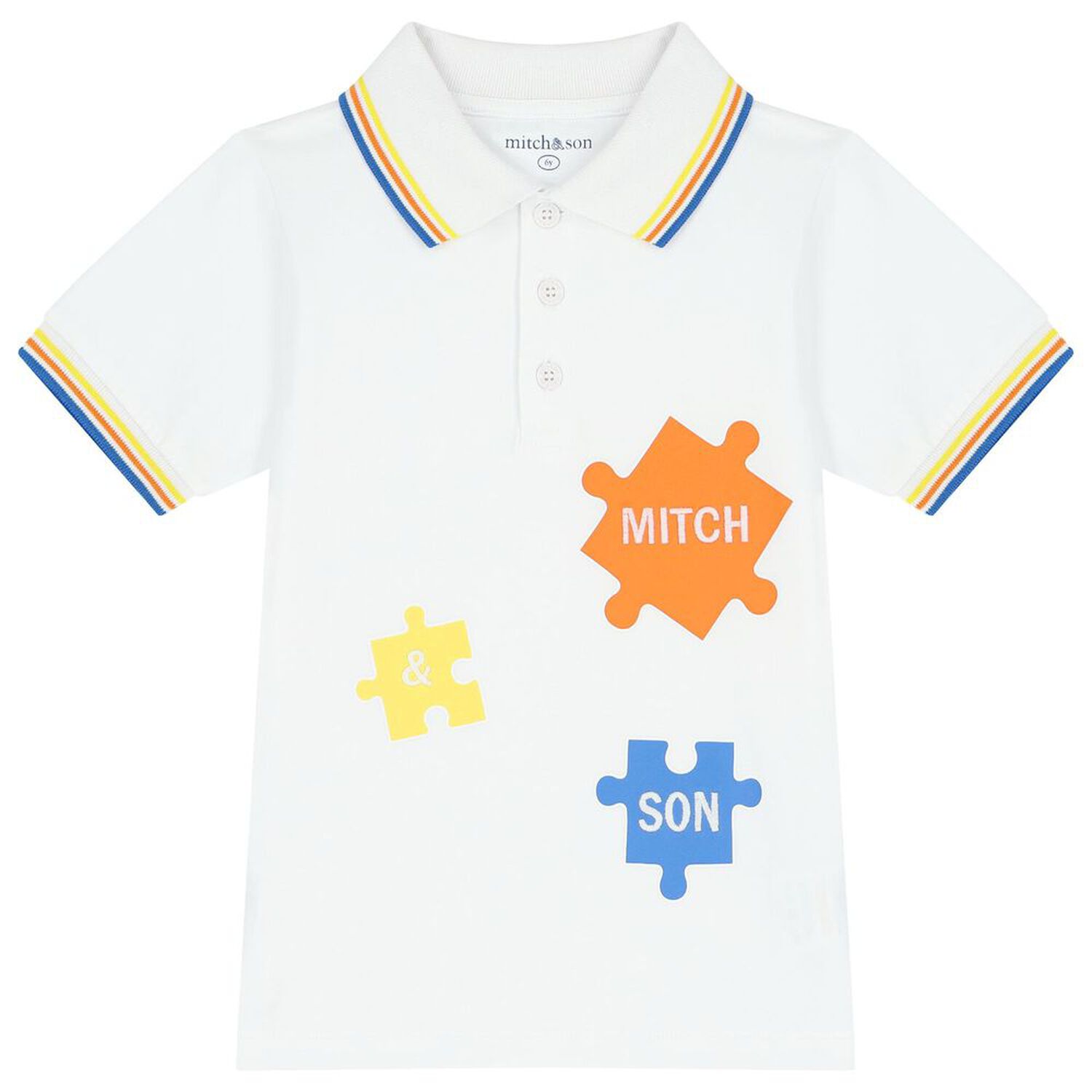 Boys White & Orange Logo Shorts Set, 1, hi-res