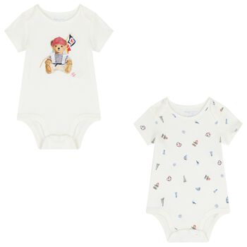 Ivory Polo Bear Bodysuits ( 2 Pack ) 