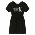 Girls Black Logo Dress, 2, hi-res