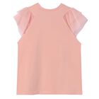 Girls Pink Tulle Sleeved Top, 1, hi-res