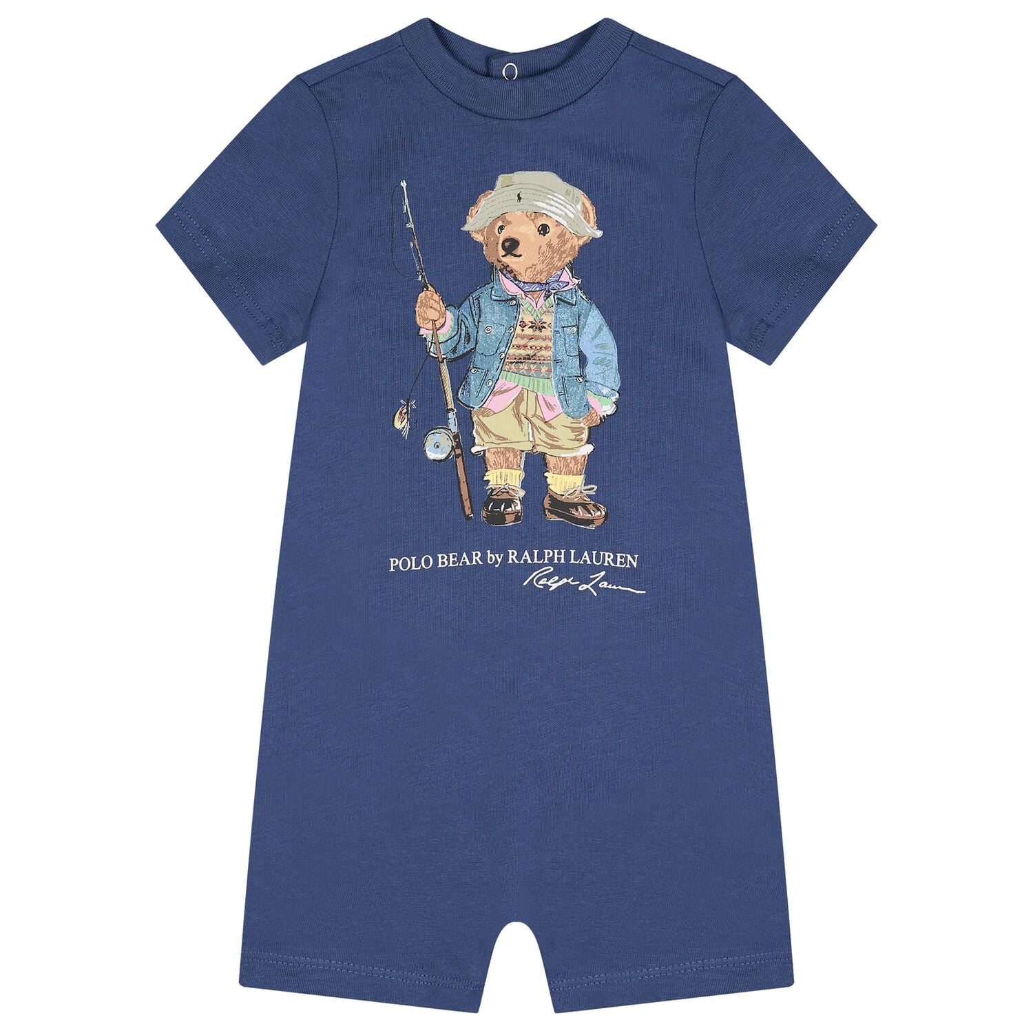 Baby Boys Blue Polo Bear Romper, 1, hi-res