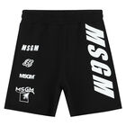 Boys Black Logo Shorts, 1, hi-res