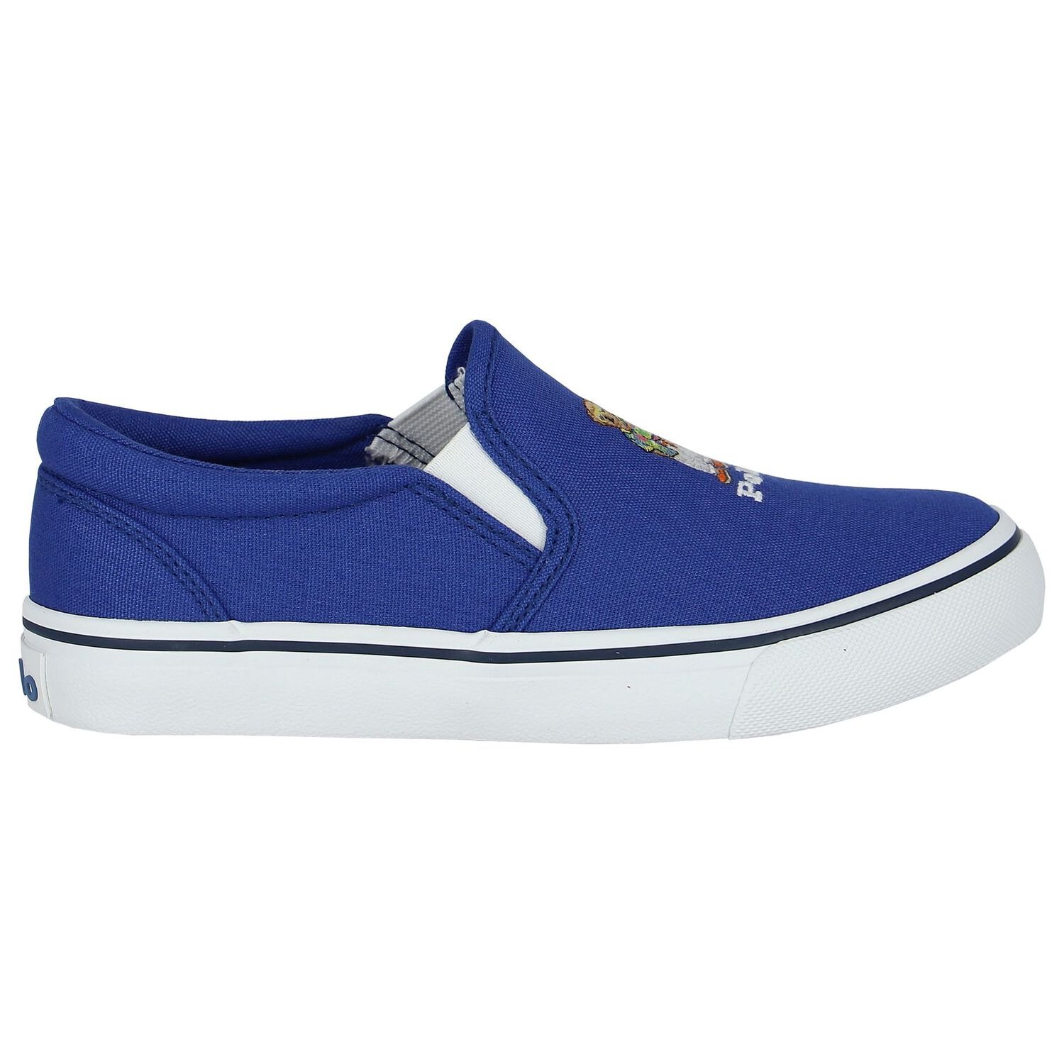 Boys Blue Polo Bear Slip-On Trainers, 1, hi-res