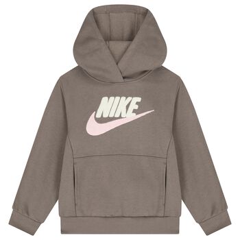 Girls Beige Logo Hooded Top