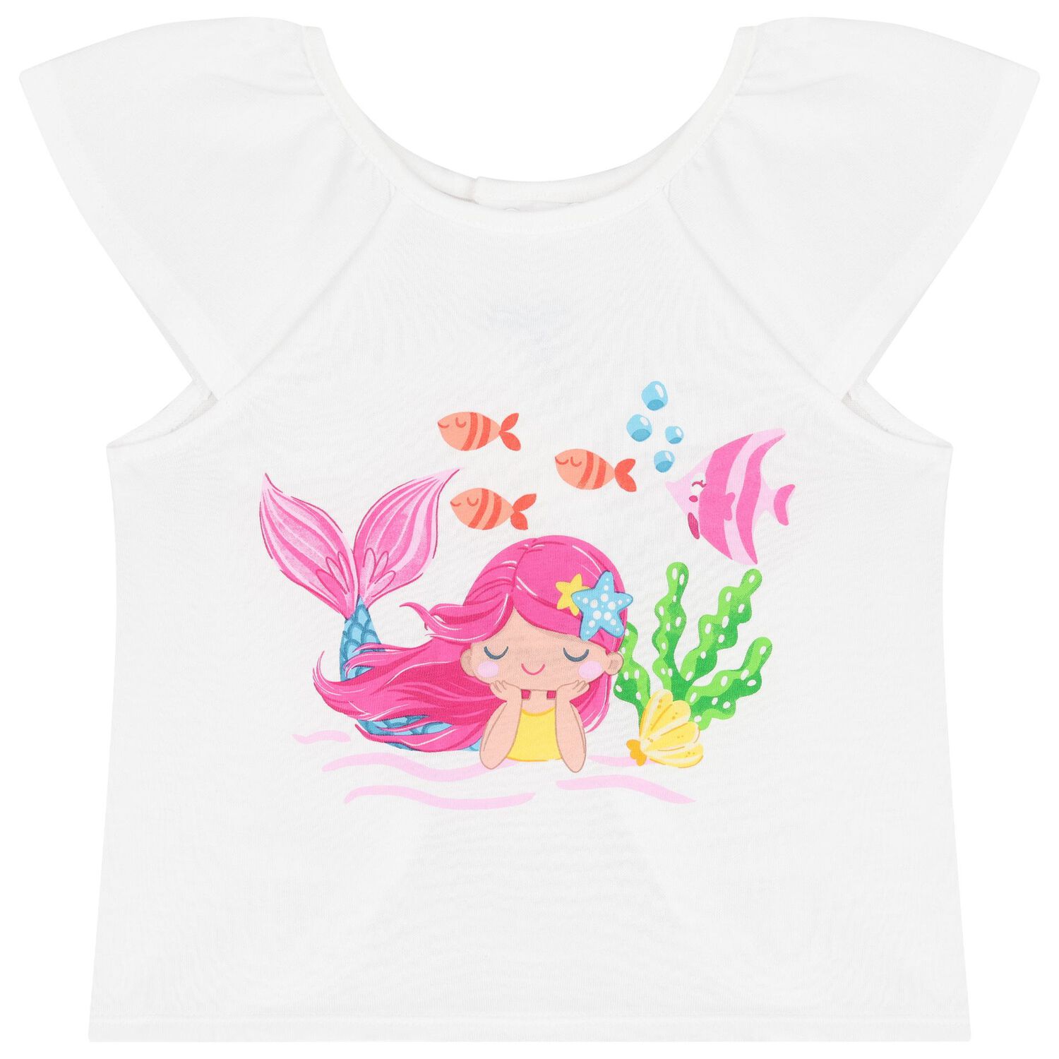 طقم شورت بنات باللون الابيض والوردى, 1, hi-res