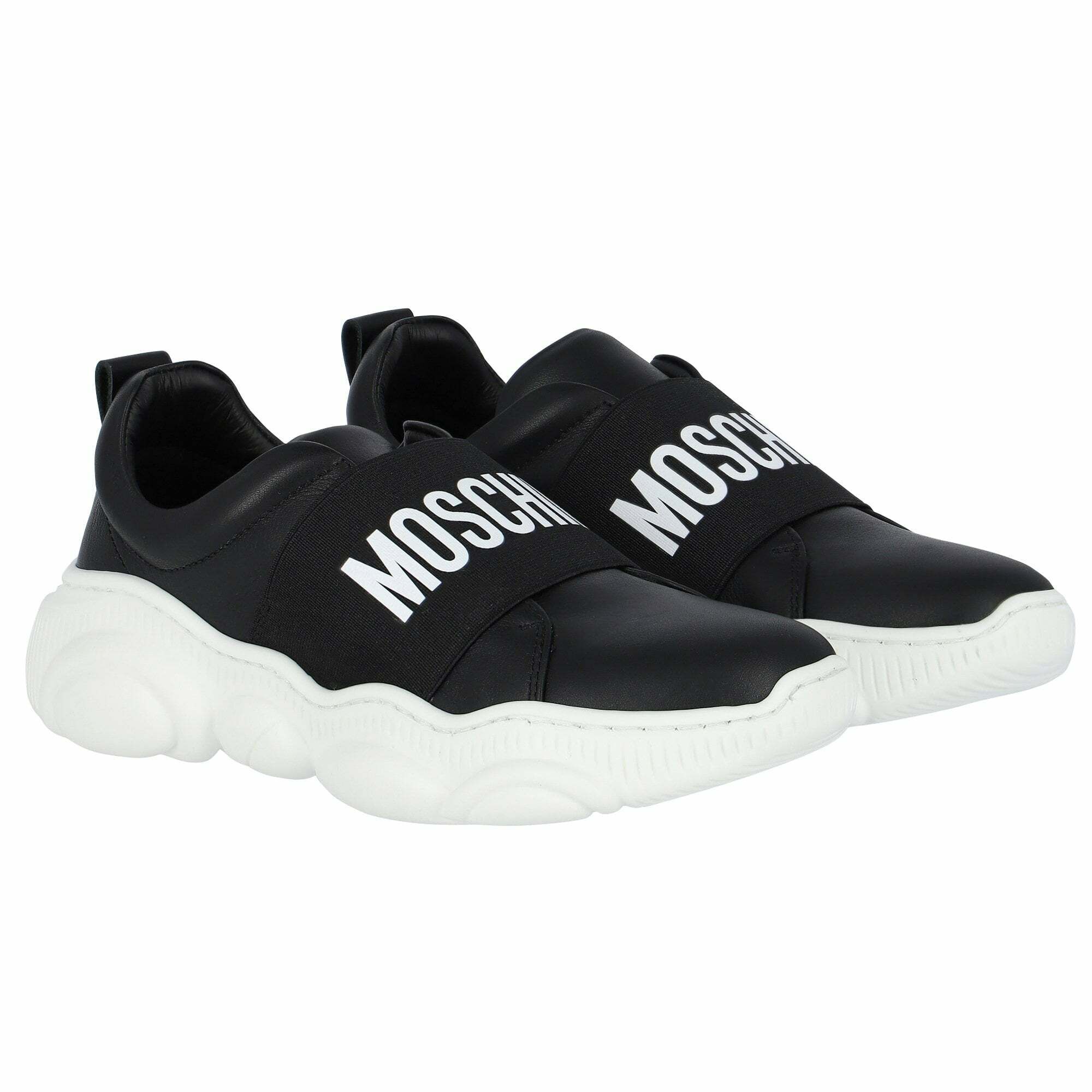 Black leather best sale junior trainers