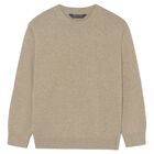 Boys Beige Knitted Jumper, 2, hi-res
