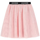 Girls Pink Mesh Logo Skirt, 2, hi-res