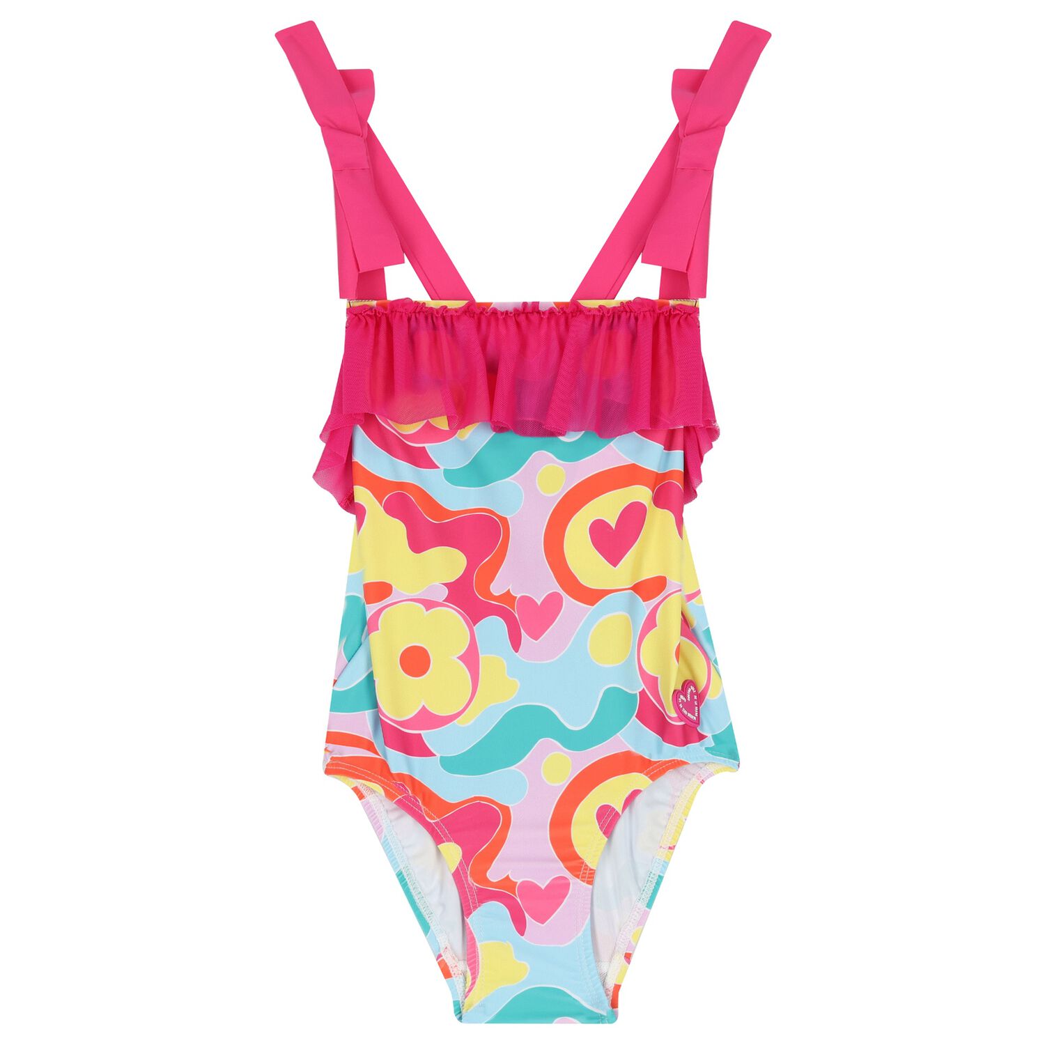 Girls Pink Flower Swimsuit, 1, hi-res image number null