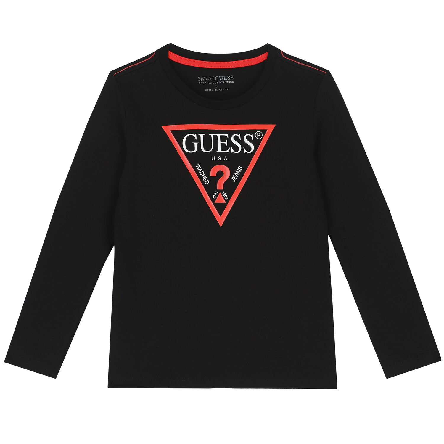 Boys Black Logo Long Sleeve Top, 1, hi-res