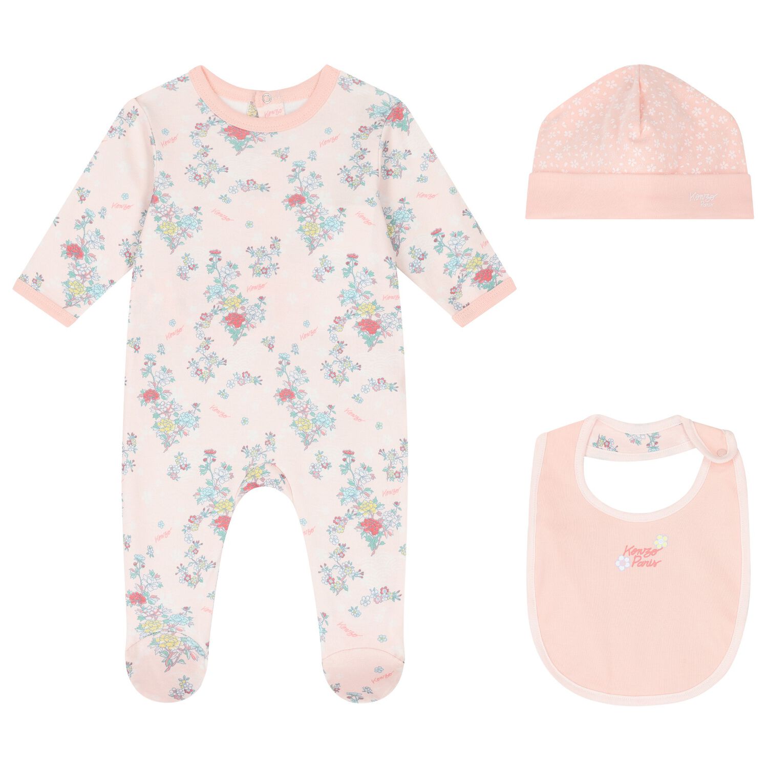 Baby Girls Pink Floral Babygrow Gift Set, 1, hi-res