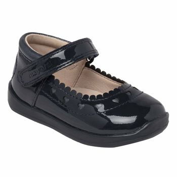 Girls Navy Blue Patent First Walker Shoes