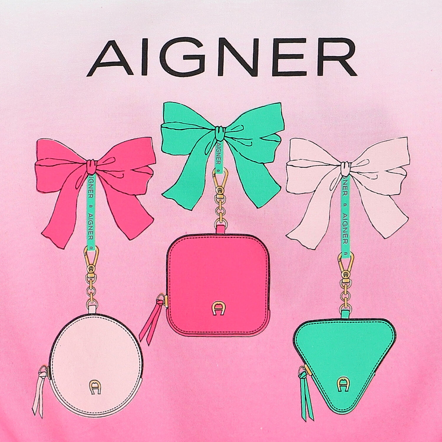 تيشيرت بالشعار باللون الزهري والأبيض للبنات, 1, hi-res