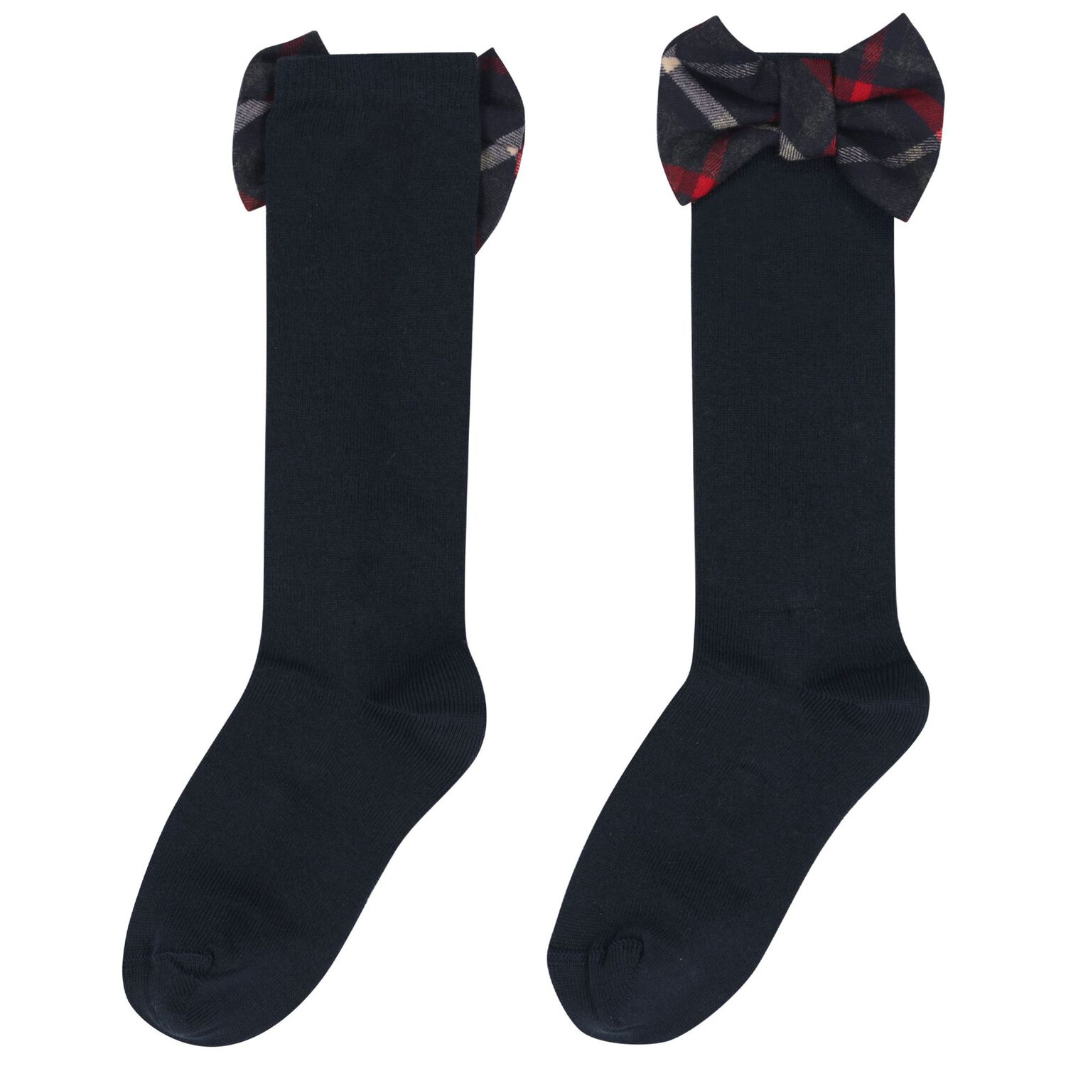 جوارب تارتان زرقاء داكنة للبنات, 1, hi-res