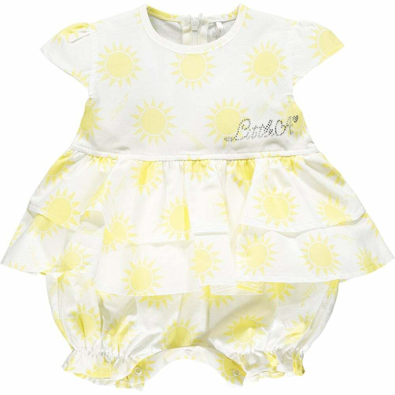 Baby Girls White & Yellow Romper, 1, hi-res image number null