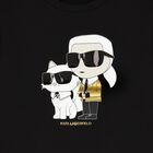 Girls Black Ikonik Long Sleeve Top, 1, hi-res