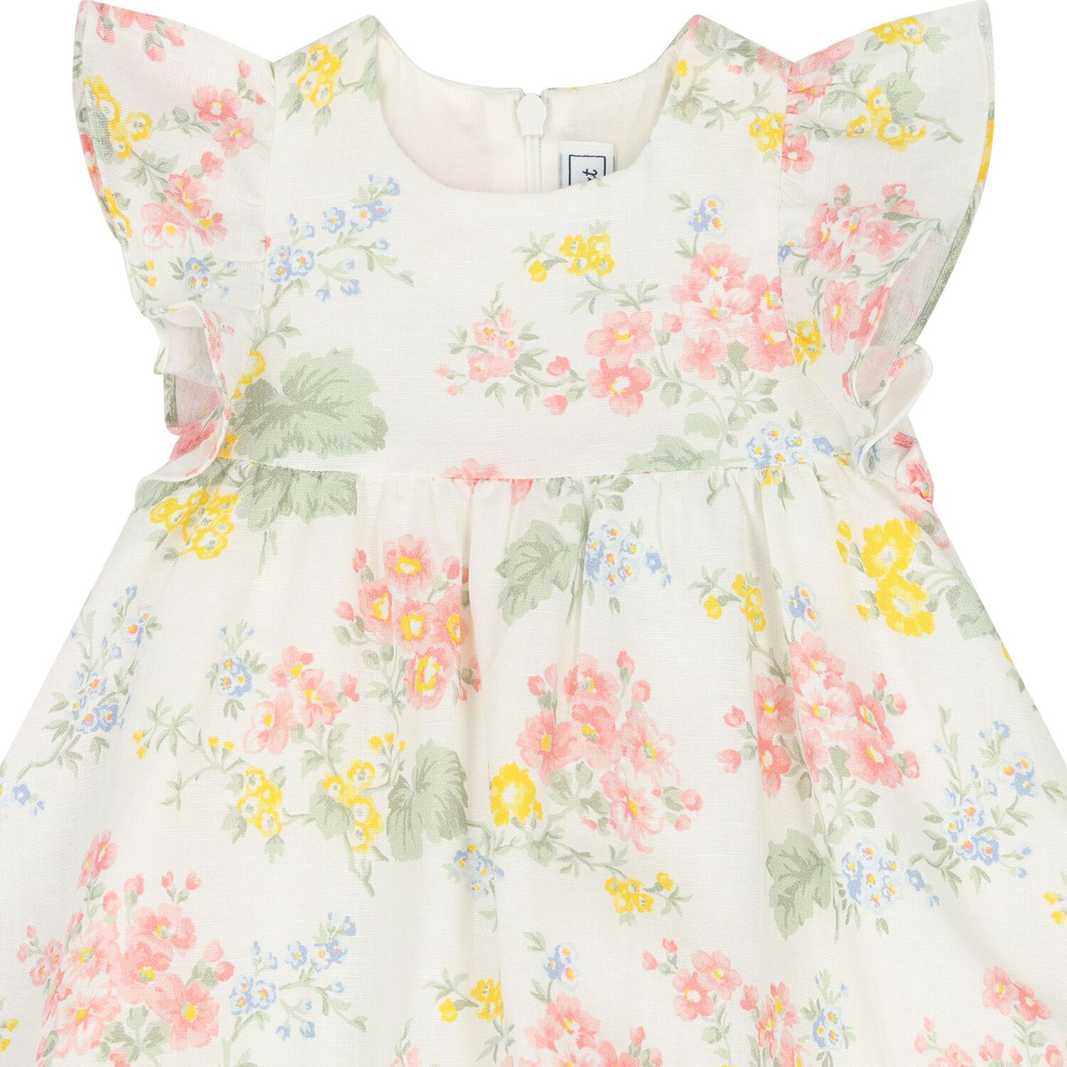 Baby Girls Ivory Floral Dress, 1, hi-res