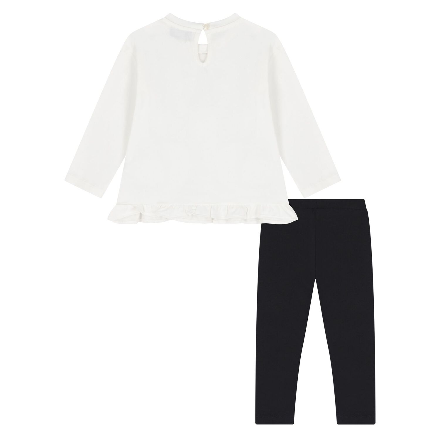 Younger Girls Ivory & Black Teddy Bear Leggings Set , 1, hi-res image number null