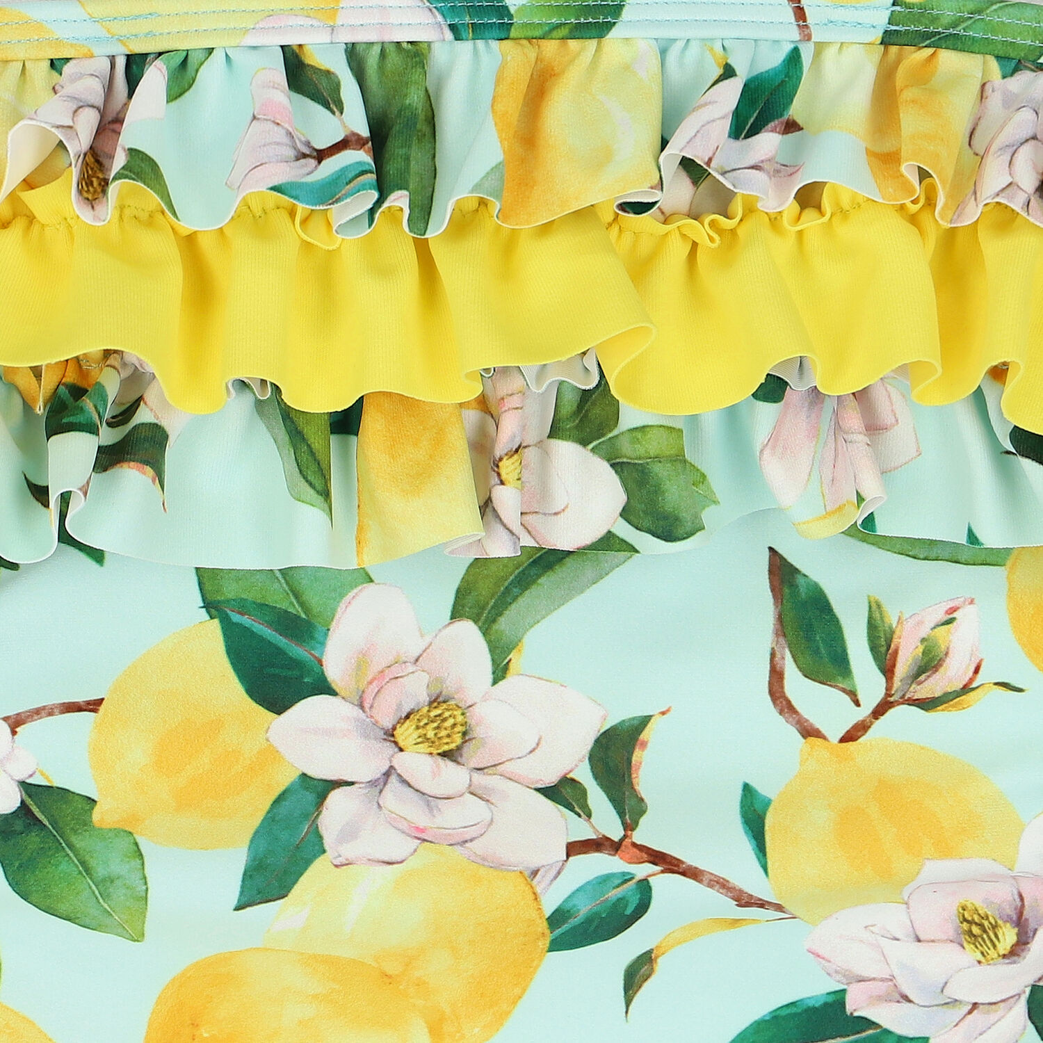 Girls Aqua Lemon Swimsuit, 1, hi-res