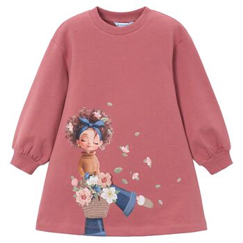 Girls Pink Printed Dress