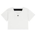 تيشيرت بنات بالشعار باللون الابيض , 1, hi-res