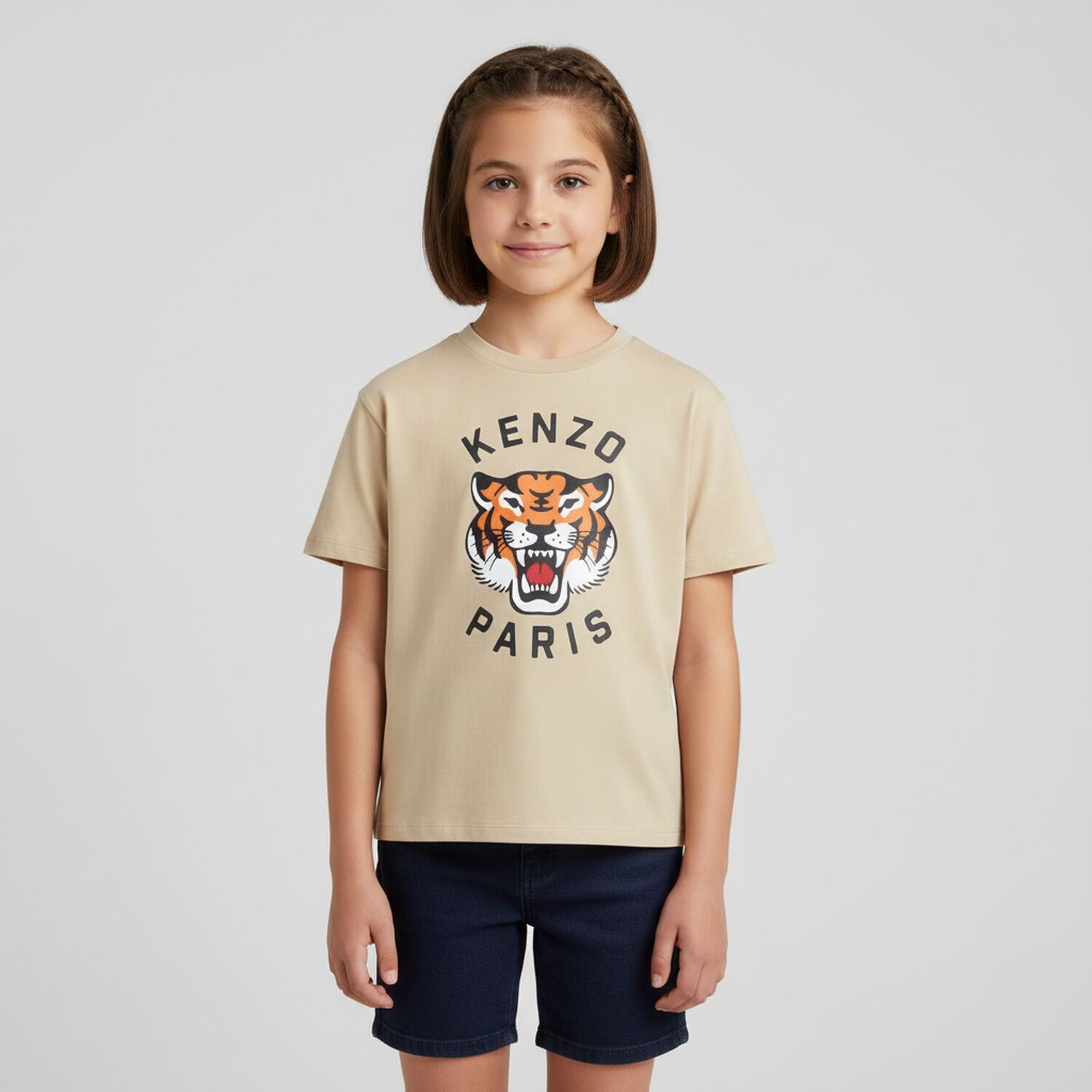Beige Tiger Logo T-Shirt, 3, hi-res