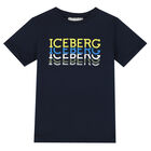 Younger Boys Navy Logo T-Shirt, 1, hi-res