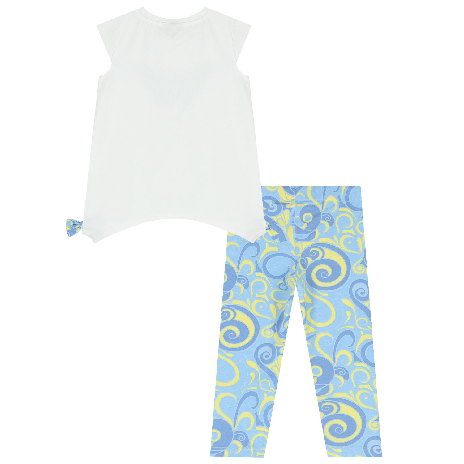 Girls White & Blue Butterfly Leggings Set, 1, hi-res