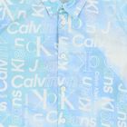 قميص أولاد بالشعار باللون الأزرق والأبيض, 1, hi-res