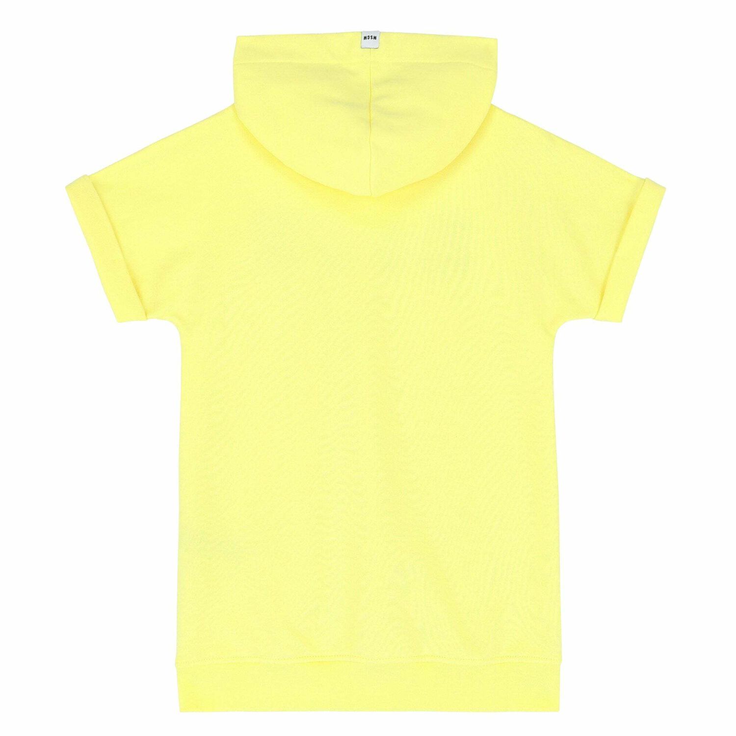 Girls Yellow Logo Hooded Dress, 1, hi-res