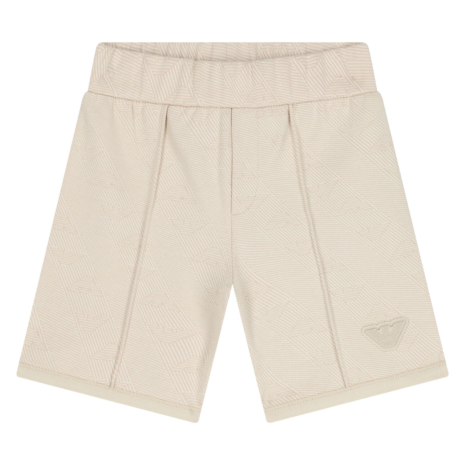 Younger Boys Beige Logo Shorts, 1, hi-res