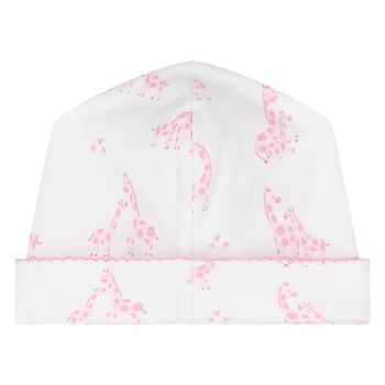 Baby Girls White & Pink Giraffe Hat