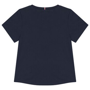 Girls Navy Blue Logo T-Shirt