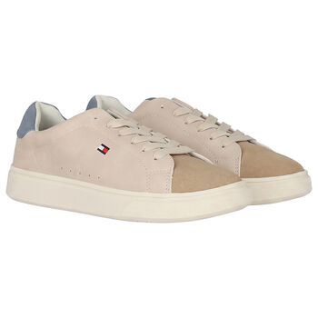 Boys Beige Logo Trainers