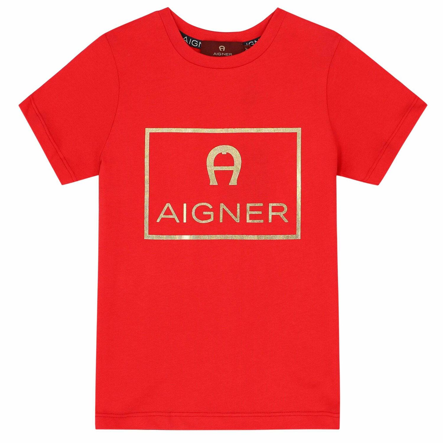 Boys Red & Gold Logo T-Shirt, 4, hi-res image number null