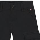 Boys Black Cargo Shorts, 1, hi-res