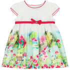 Younger Girls White & Pink Floral Dress, 1, hi-res