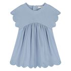 Younger Girls Blue Logo Scalloped Dress, 1, hi-res