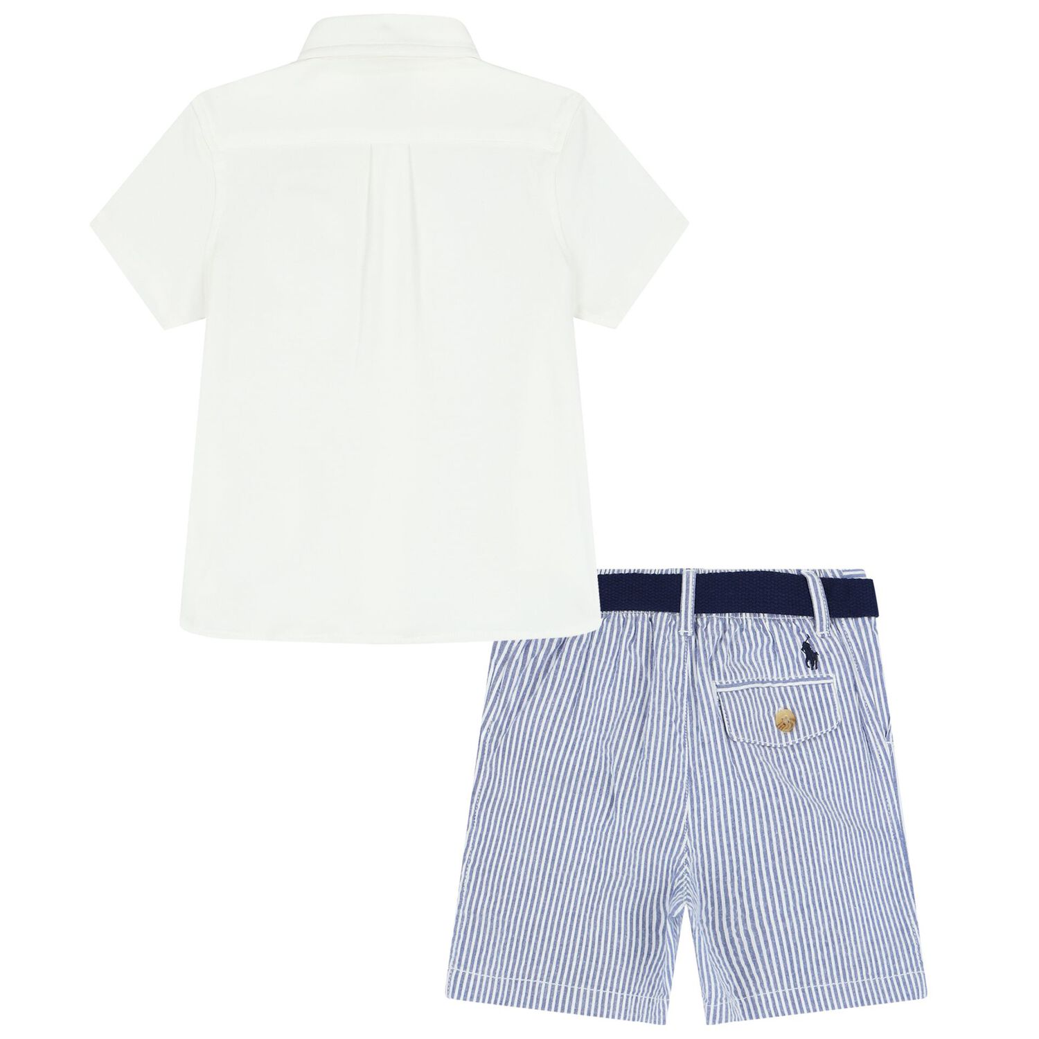 Baby Boys White & Blue Shorts Set, 1, hi-res