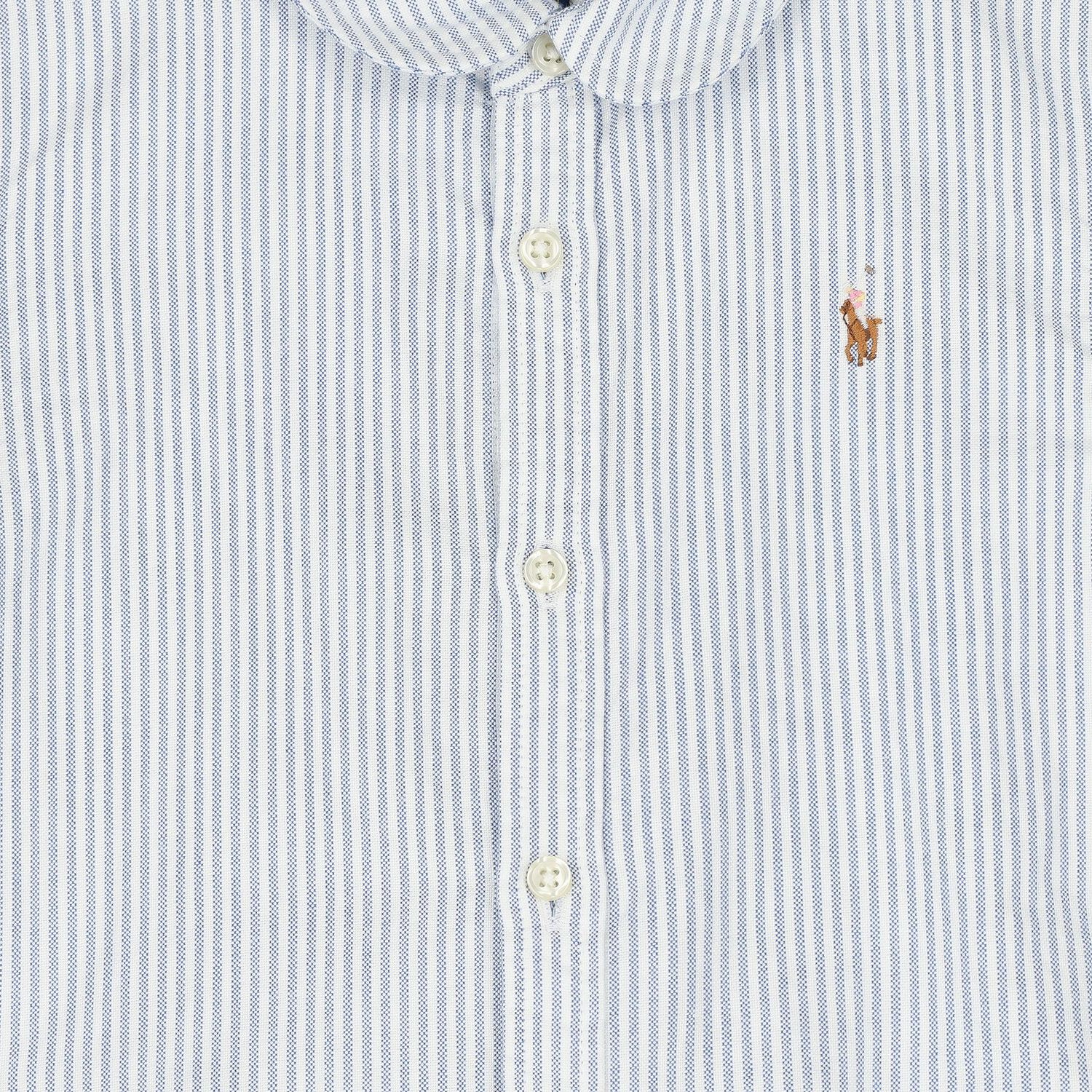 فستان قميص مخطط باللون  أزرق للبنات, 1, hi-res