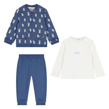 Baby Boys Blue & Ivory Tracksuit Set (3 Piece)