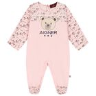 Baby Girls Pink Teddy Bear Logo Babygrow Set, 1, hi-res