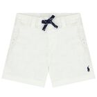 Baby Boys White Logo Shorts, 1, hi-res