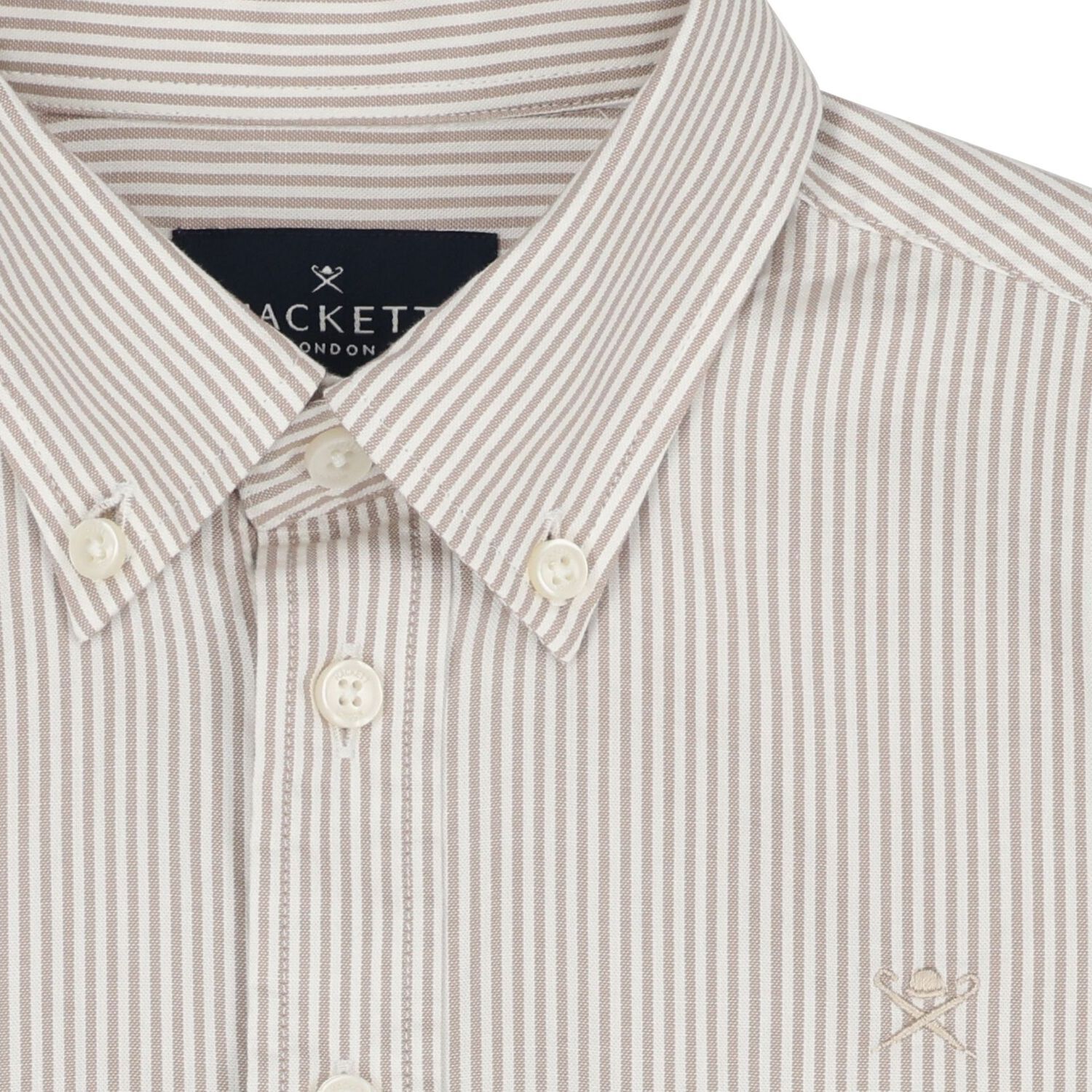 Boys Beige Logo Stripe Shirt, 1, hi-res