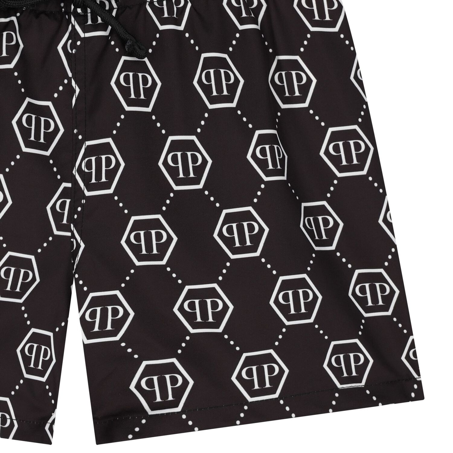 Boys Black Monogram Logo Swim Shorts, 1, hi-res image number null