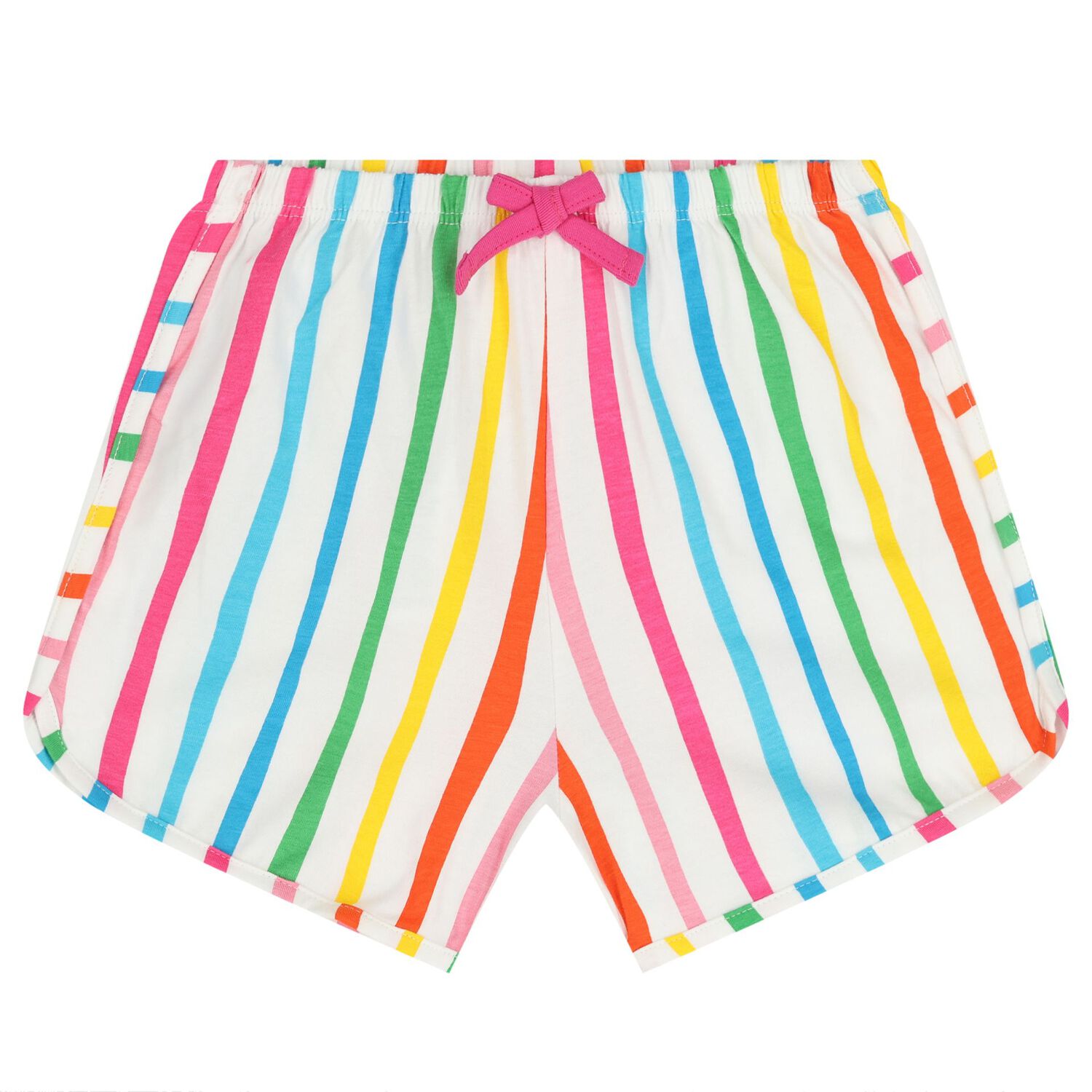 Girls White Bow Striped Shorts Set, 1, hi-res