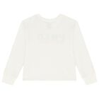 Girls White Logo Long Sleeve Top, 1, hi-res