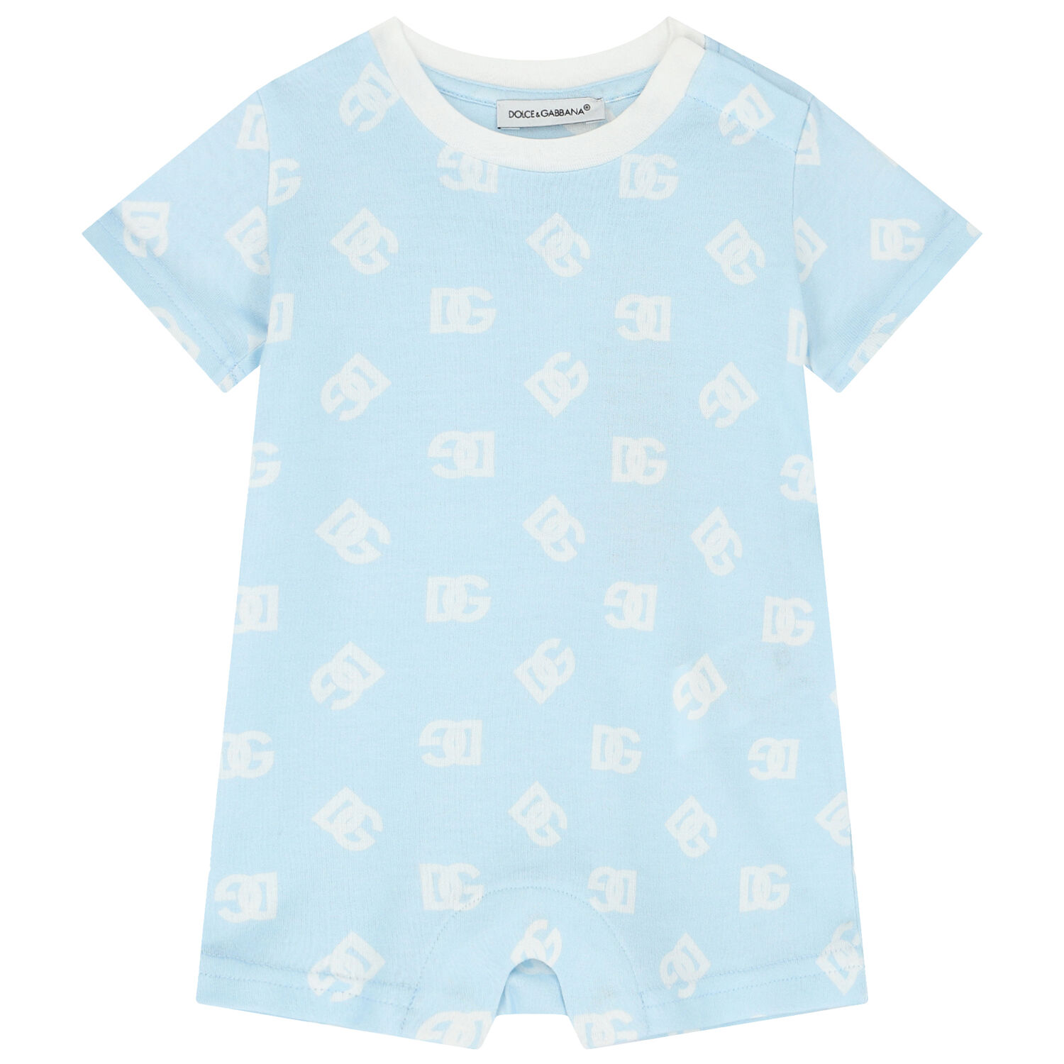 Baby Boys Blue Logo Romper, 1, hi-res